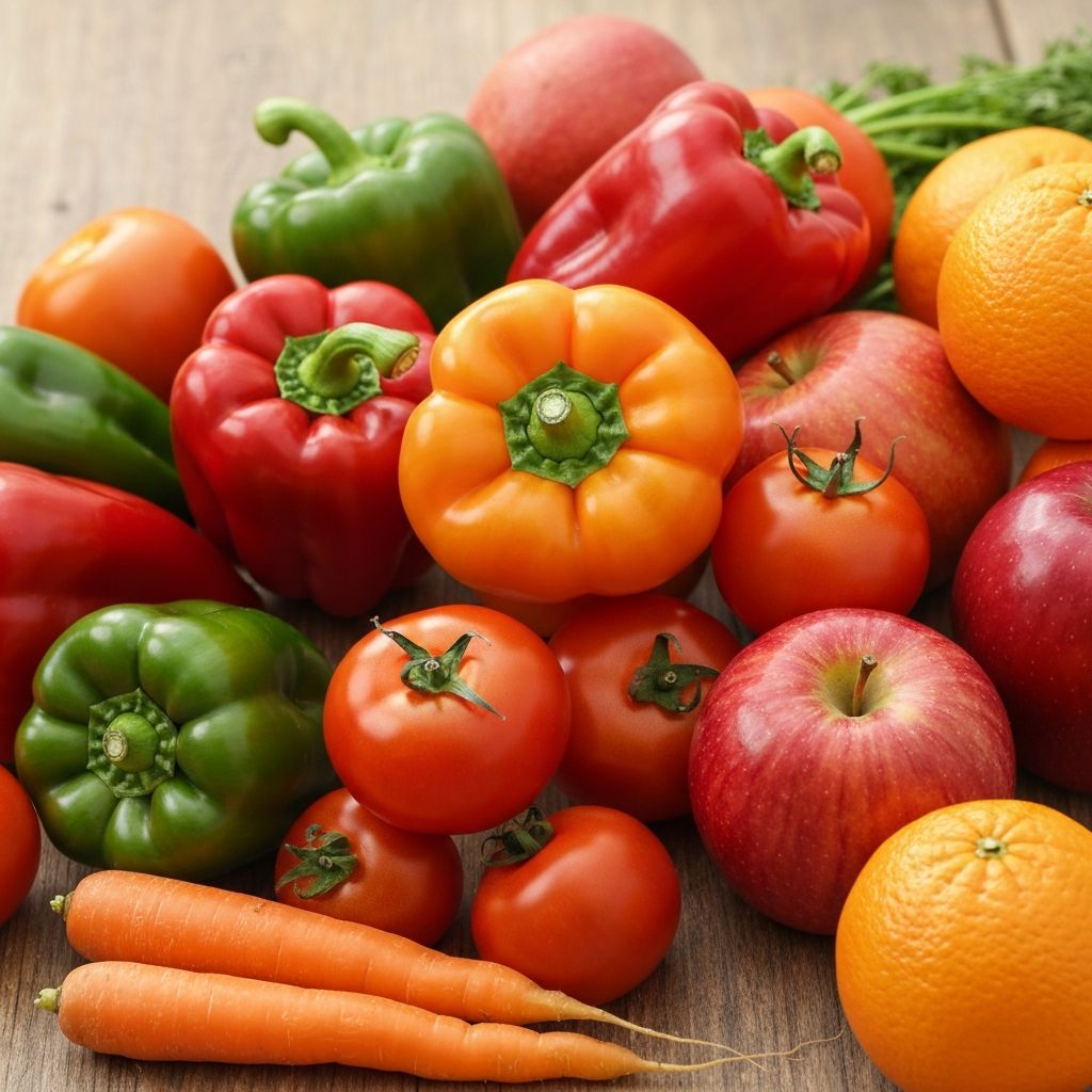 Kolorowa różnorodność owoców i warzyw